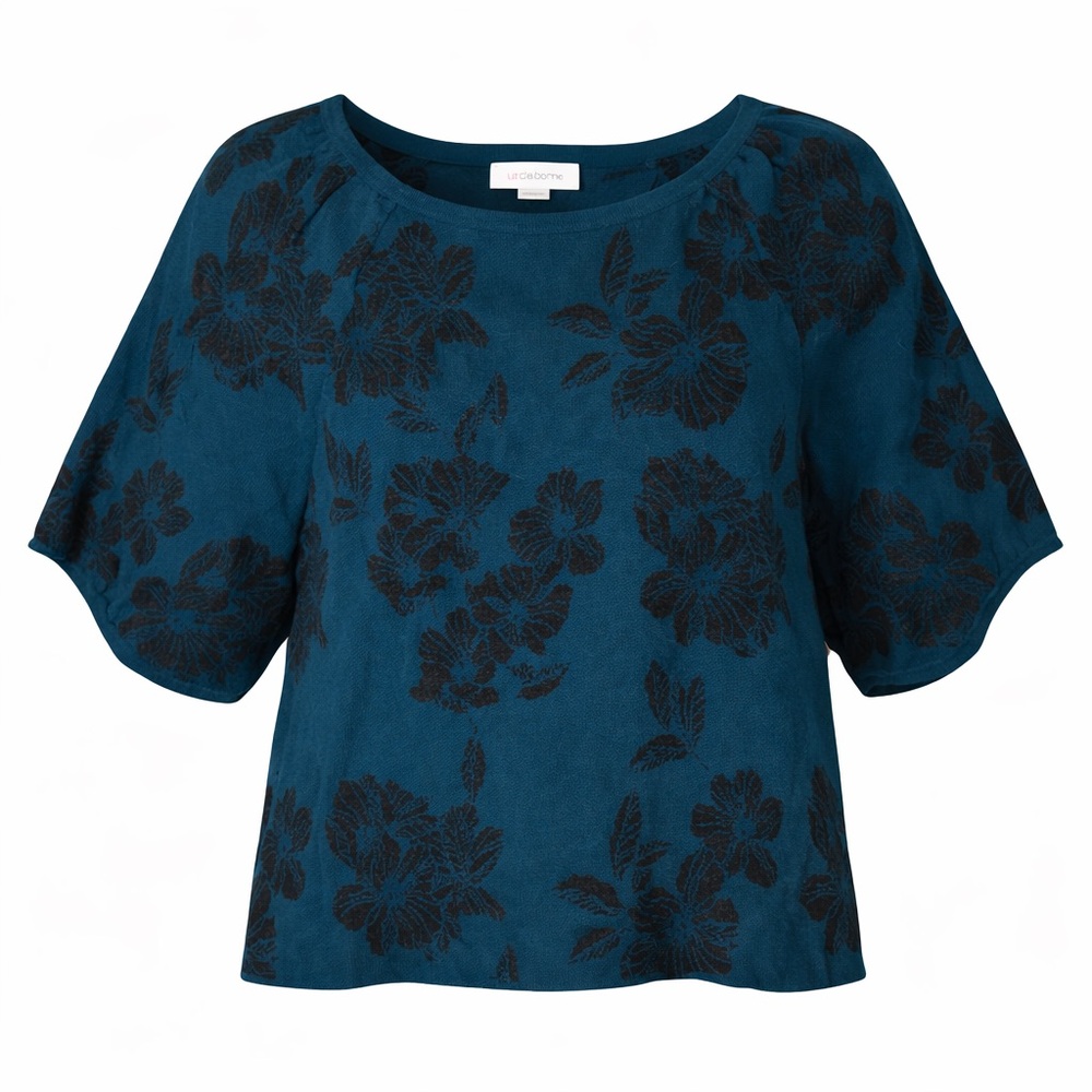 NWT Women’s Medium | Liz Claiborne | Teal Floral Short Sleeve Blouse
